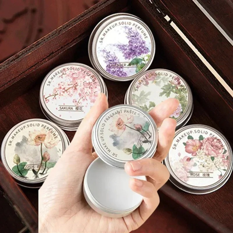 Perfume Fragrance Time - Parfum Solid wanita peoni/Lotus/Sakura/Lavender Portable Balsem