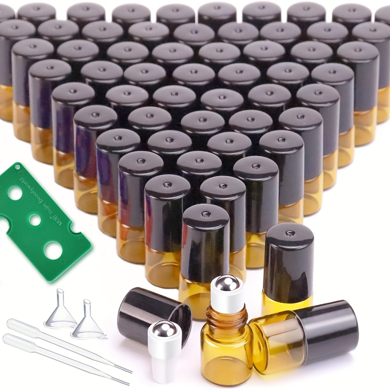 Attar Oil Roll On - Set 60 Buah, Botol Roll-On Amber