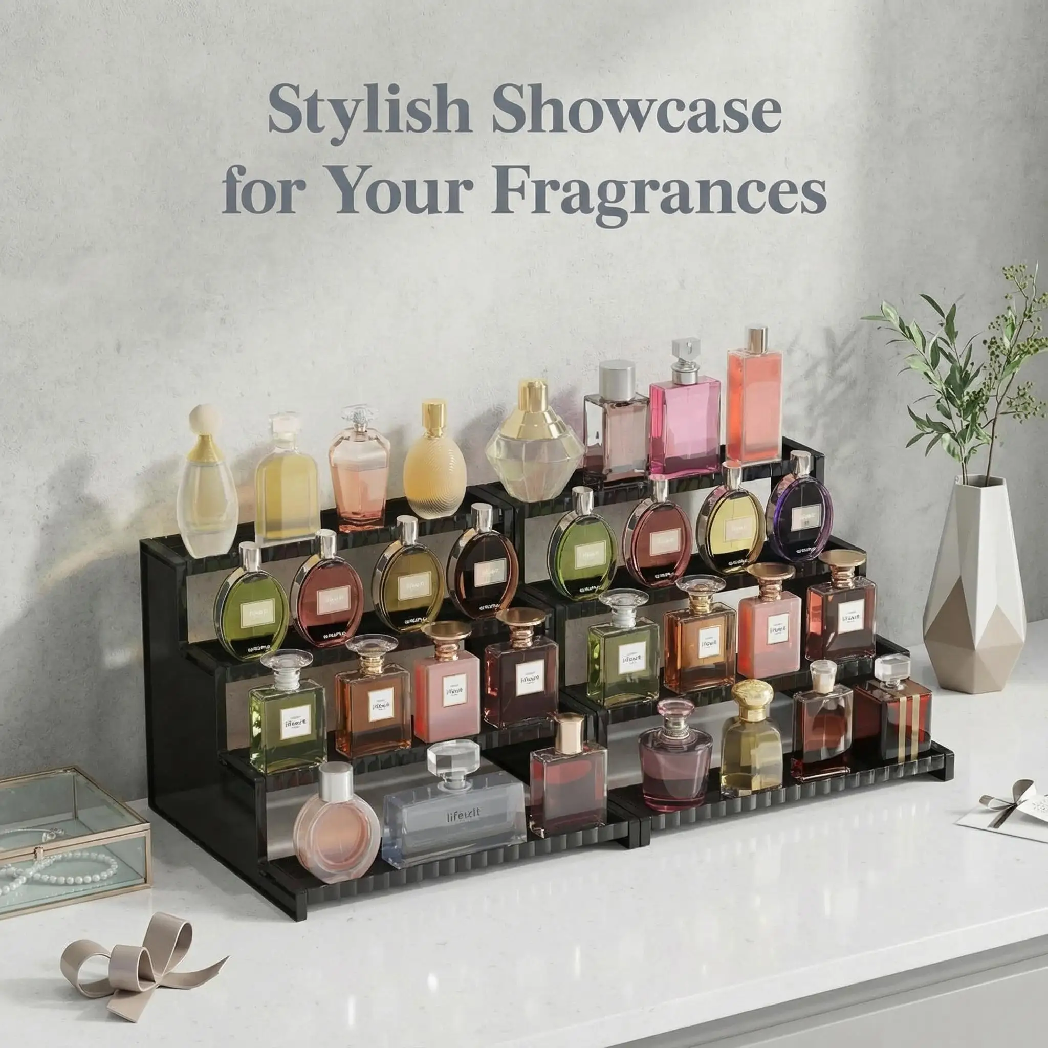 Rak Display Hitam 4 Tingkat 12 - Perfume Fragrance Holder ulasan dan harga