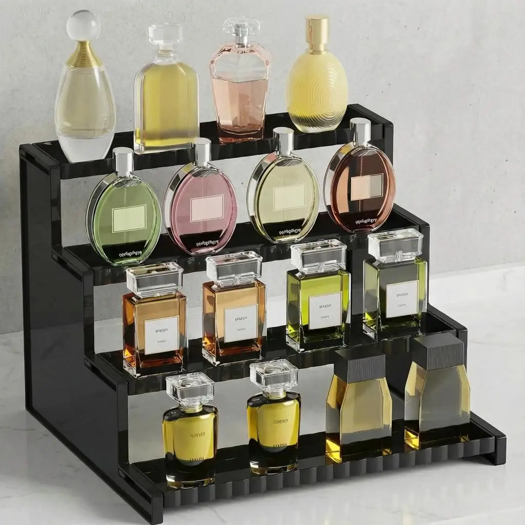 Rak Display Hitam 4 Tingkat 12 - Perfume Fragrance Holder ulasan dan harga